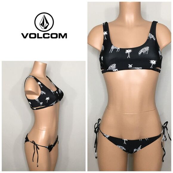 New. Volcom zebra and palm tree string bikini. - Picture 1 of 8